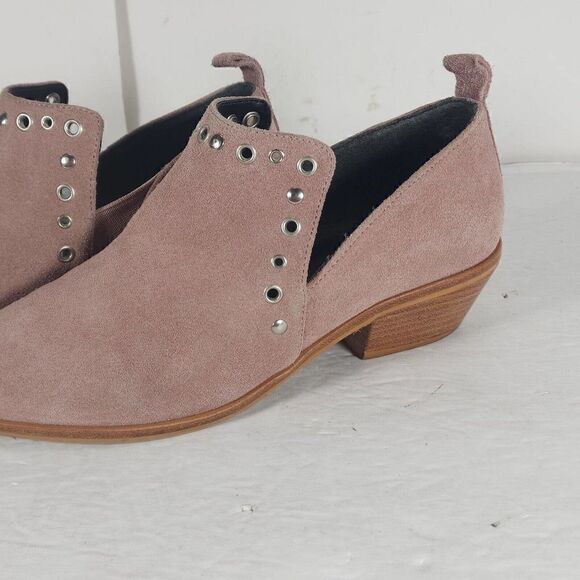 Rebecca Minkoff Women's Annette US 7M Pink Suede Studded Cut Out Bootie Boots - Picture 2 of 12